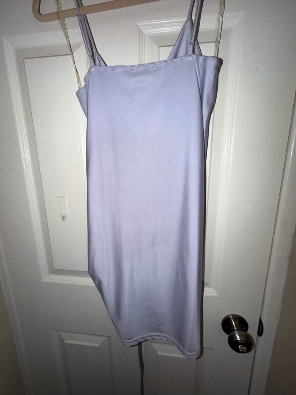 Lavender Ruched Spaghetti Strap Mini Dress - Picture 4 of 4